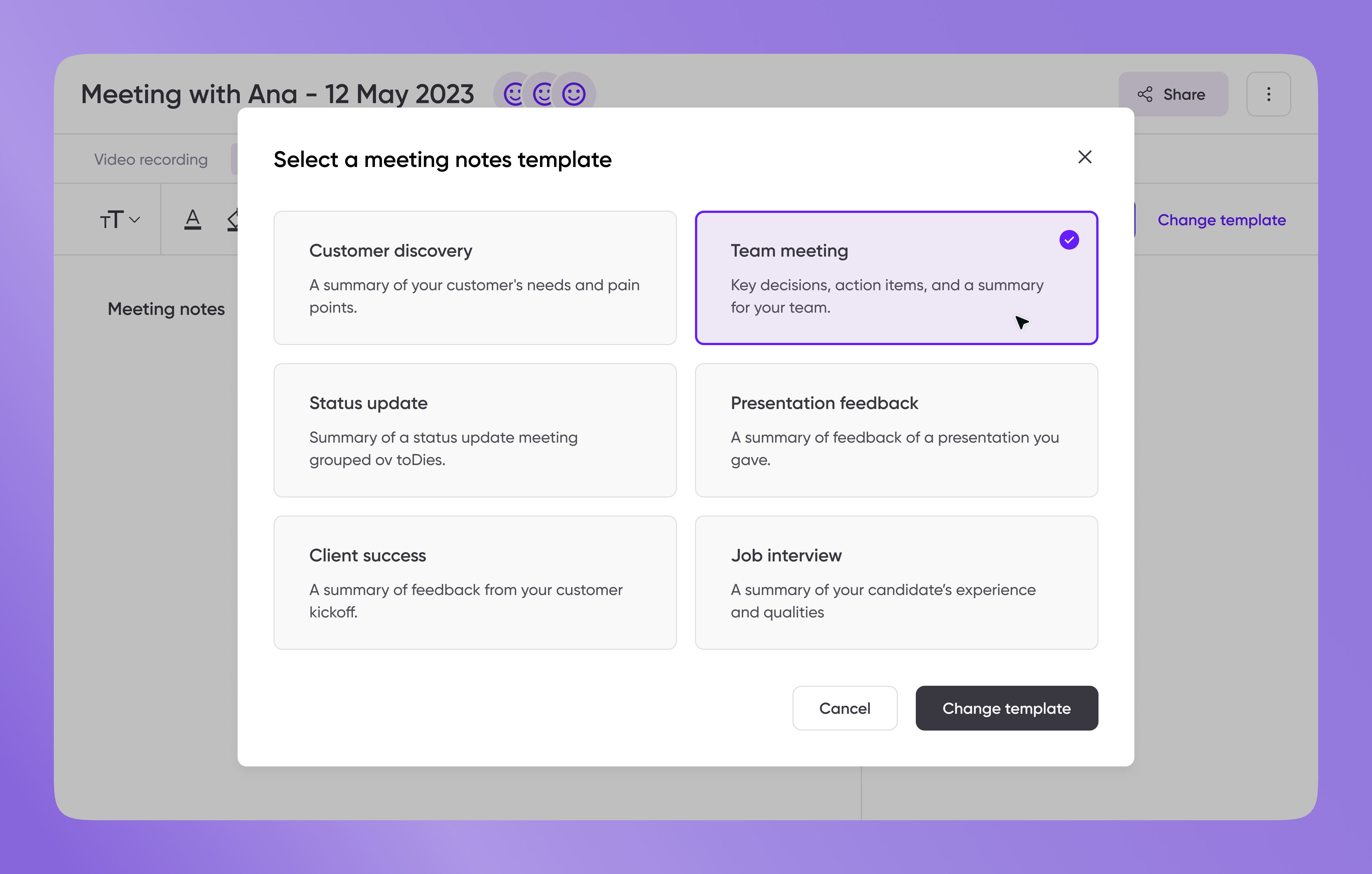 Automated note-taking & tasks: AI meeting assistant UX concept by Iryna ...