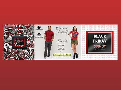 Web banner for a fashion brand ad advertising banner for a fashion brand black black and red black friday clothing brand digital ad fashion red style vintage web banner