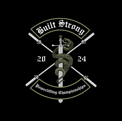 Built Strong 2024 art banner design graphic design illustrator logo powerlifting snake tshirt vector