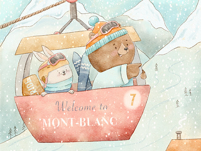 Winter Mountain Holidays baby bear book illustration bunny character design children book children illustration cute illustration illustration kid illustration kidlitart landscape mountain nursery illustration procreate retro skiing snowbaord winter ride winter sport