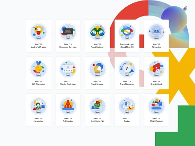 Google Cloud Next '23 Badges badges branding design google graphic design illustration ui