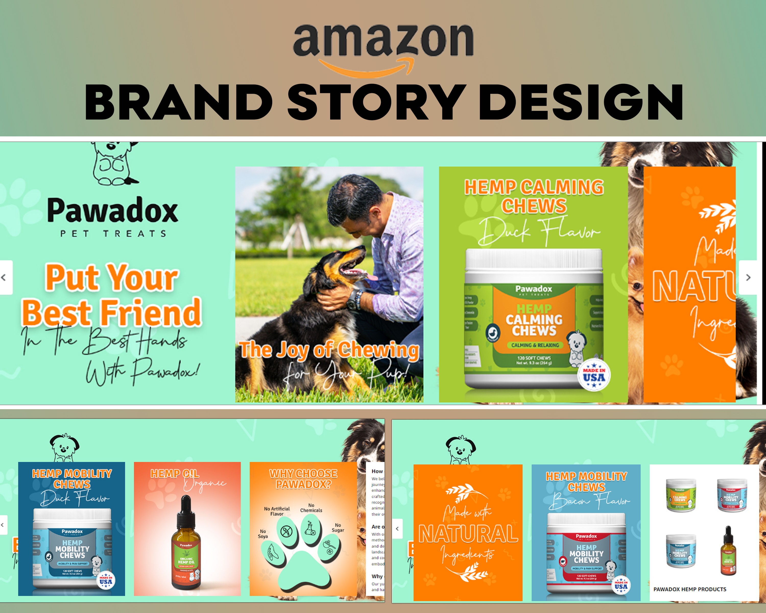 Amazon Brand Story - Pet Supplements amazon branding design graphic design graphicdesign illustration listingimages photoshop