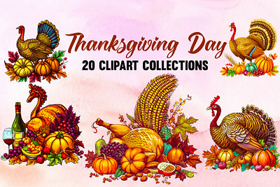 Thanksgiving Day Clipart Bundle turkey