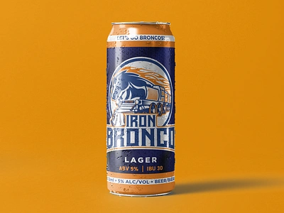 Iron Bronco Lager Can Design branding can design product design vector