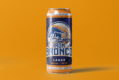 Iron Bronco Lager Can Design branding can design product design vector