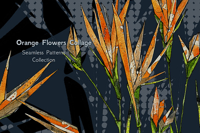 Orange Flowers Collage Pattern botanical branding floral flowers graphic design pattern surface design
