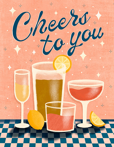 Cheers to You Greeting Card greeting card handlettering illustration surface design