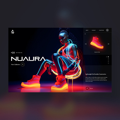 NuAura Web Ui Landing Page Design Shot ai branding design futuristic graphic design illustration midjourney photography sneakers tech wear ui ui design ux ux design web design