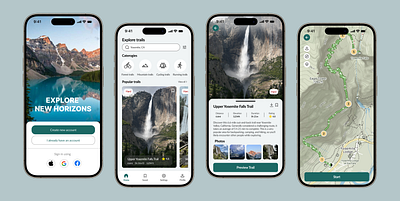 "HikeQuest" Hiking App Concept hiking app mockup product design ui ux