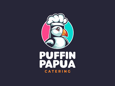 Puffin Bird Catering branding catering chef graphic design logo mascot puffin bird restaurant