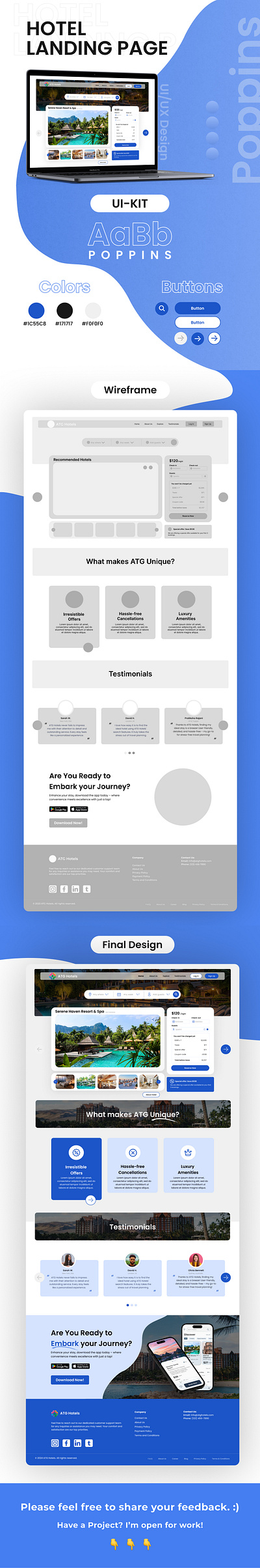 Hotel Landing Page- UI/UX Design app design branding design graphic design illustration typography ui ux vector