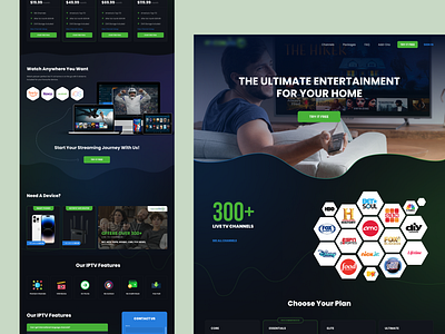 IPTV Landing Page chennels darktheme design figma graphic design iptv landing page marketing page promopage subscription ui ux website