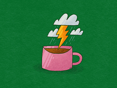 Thunder Coffee 2d caffeine clouds coffee coffee cup coffee mug design digital art flashlight graphic design illustration illustrator jolt rainy thunder thunderstorm