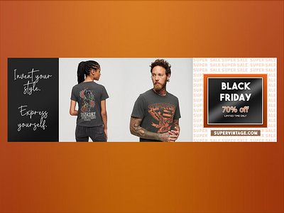 Web banner for a fashion brand 2 ads banner black black friday digital ad fashion fashion brand grey orange web banner
