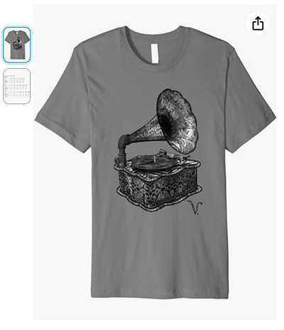 Gothic Victrola T-shirt [on Amazon] digital art gothic illustration music t shirt designs victrola