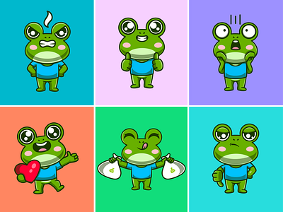 Cute frog expression amphibian animal branding cartoon cute design emote expression frog graphic design illustration illustration art ilustration kawaii logo mascot toad vector