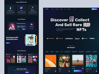 NFT Marketplace bid btc buysell collection crypto decentralized eth featured figma landingpage marketplace nft platform popular wallet