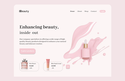 Beauty brand website beauty branding glassmorphism graphic design makeup pink pink aestethic popular ui