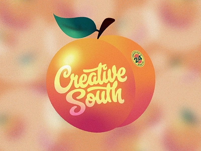 Creative South 24' Peach 2024 conference creative south design dribbble events fruit fuzzy georgia gradient graphic design ill illustration illustrator indiana orange peach texture vector yellow