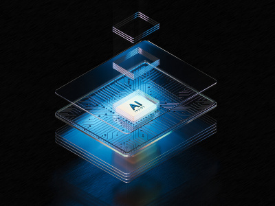AI Chip 3D Render semiconductor