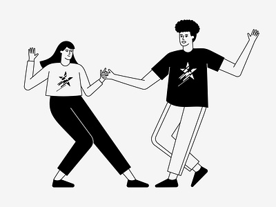 Dancing couple afro branding couple dance diversity festival flat girl graphic design guy illustration minimalist music outline people simple ui vector youth