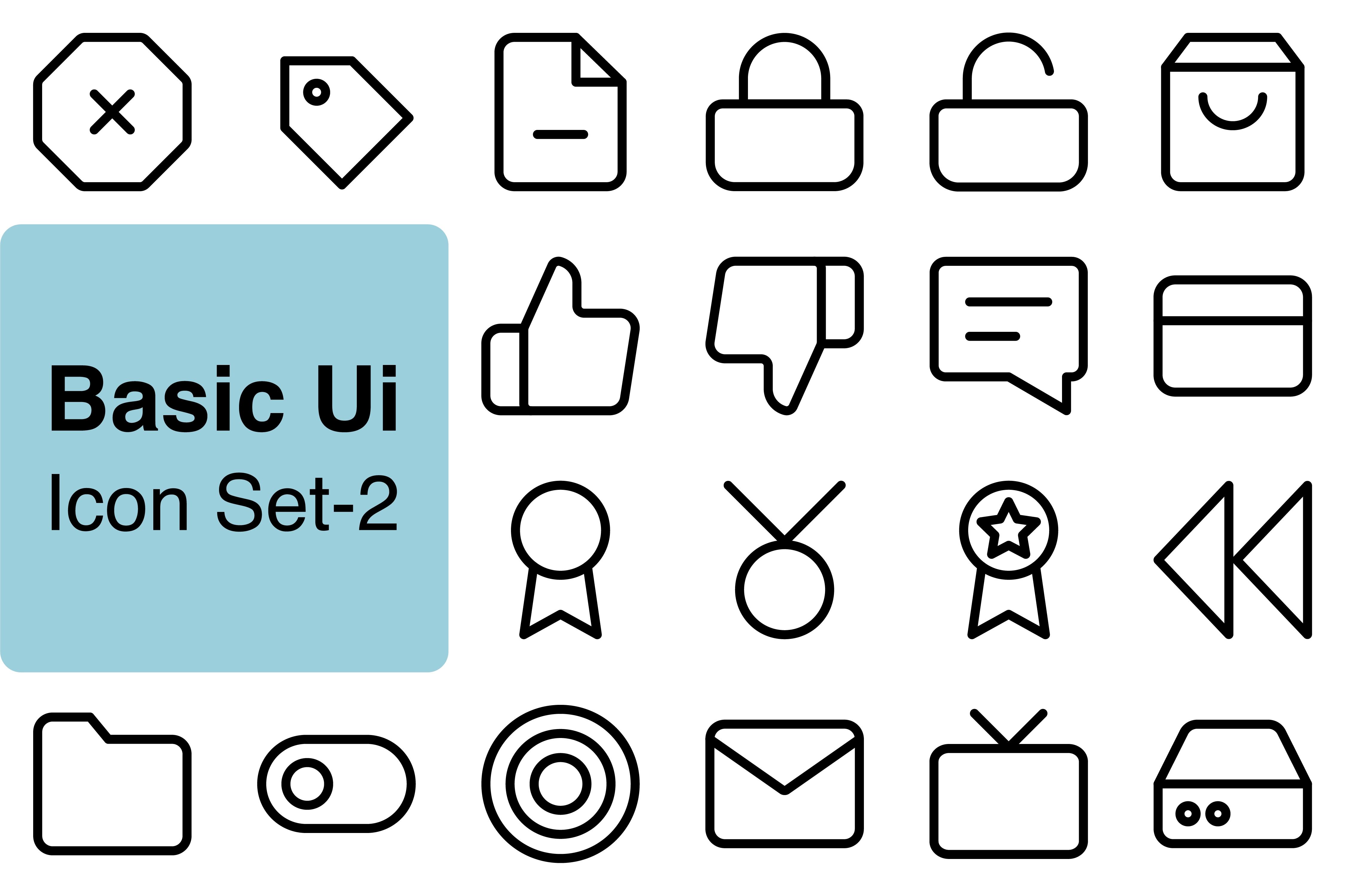 Basic UI Icon Set-2 animation comment folder icons json like line lock lottie madel motion graphics target thumbus troggle tv ui vector icons