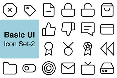 Basic UI Icon Set-2 animation comment folder icons json like line lock lottie madel motion graphics target thumbus troggle tv ui vector icons