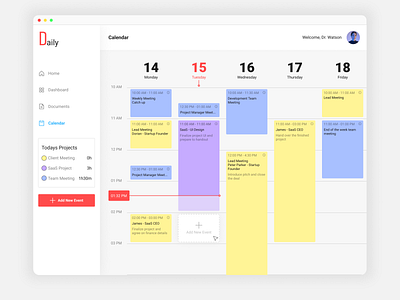 Daily | Productivity SaaS calendar calendar ui clean ui daily dashboard managment minimalistic minimalistic design productivity saas saas design schedule ui ui ux web app weekly manager white white ui