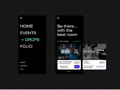 Hotel Marketplace active app card dark dashboard event hotel links marketplace menu mobile platform ui ux widget