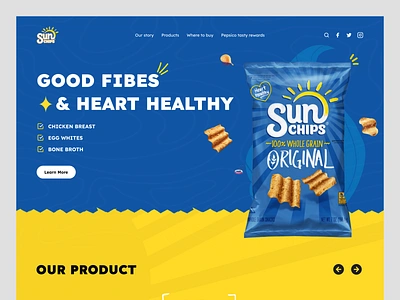 Sun Chips - Ecommerce Landing Page chips chips landing page chips website clean crisps design doritos chips fries homepage landing page lays modern potato snacks spicy ui ui design uiux