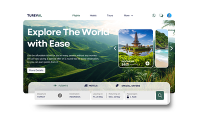 Travel Website Design | Tureval animation graphic design landing page travel website ui uiux ux ux designer uxui web design website website designs