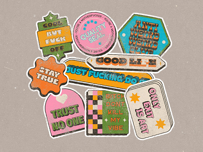 "positive" stickers illustration vintage lettering letters positive positive vibes stickers texture vintage