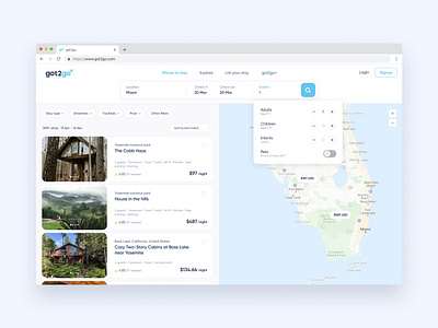 Travel booking UX/UI accomidation airbnb map travel ui ux website