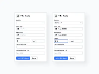 Offer Details Card ats card form offer