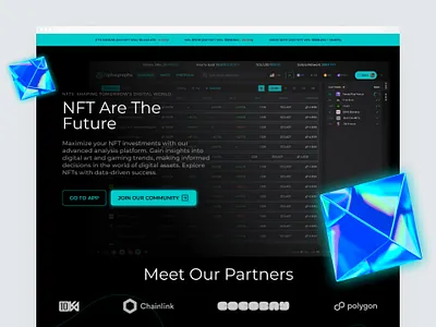 Promotional landing page for NFT analysis platform design figma figma design landing landing page nft ui ui design ux ux design ux ui design uxui webdesign website