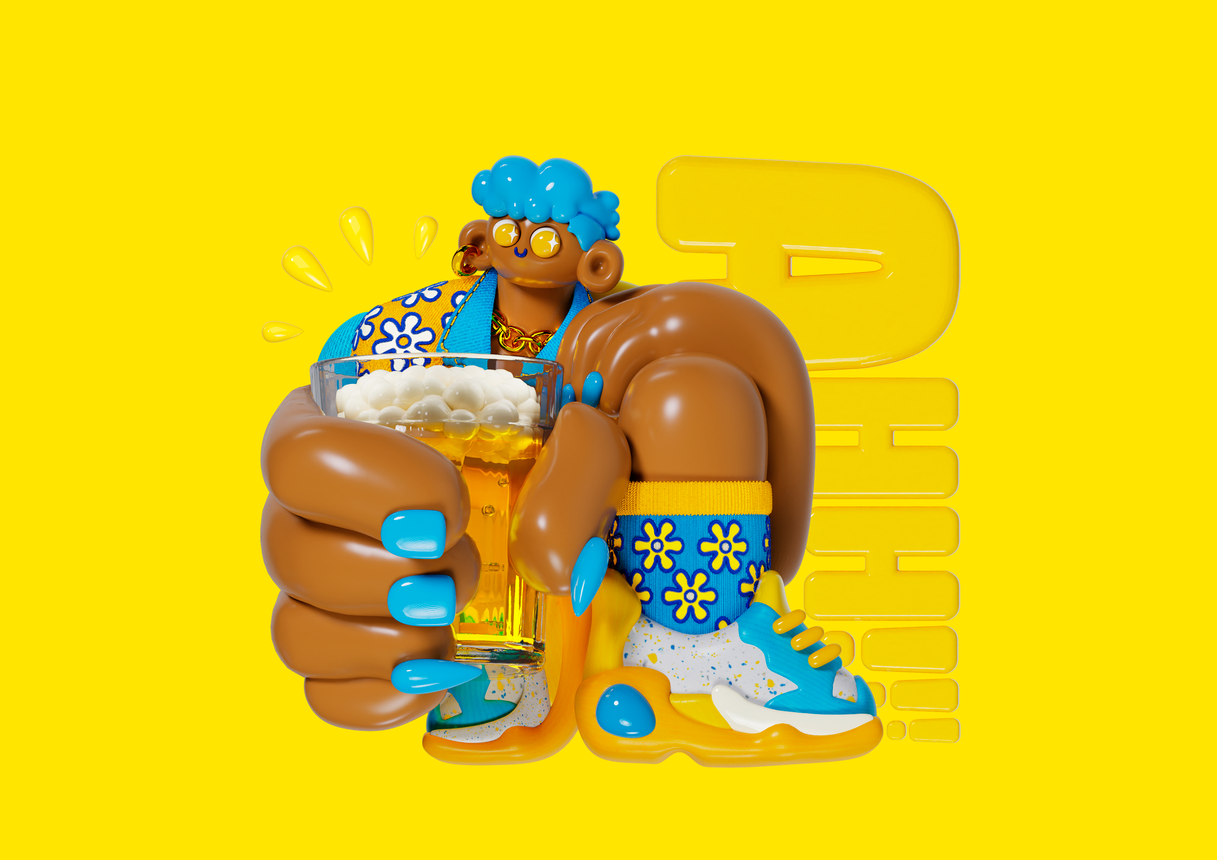 I LOVE CERVEJINHA! 3d blender character design design fashion graphic design illustration