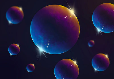 Space soap bubbles design illustration procreate