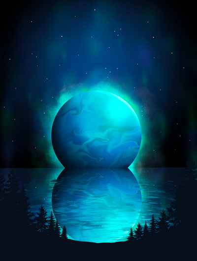 Neptune rising design illustration procreate
