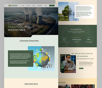 Sustainability page for a distillery alcohol brand distillery global warming landing page responsibility sustainability