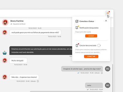 connections and status accounting chat status ui ux