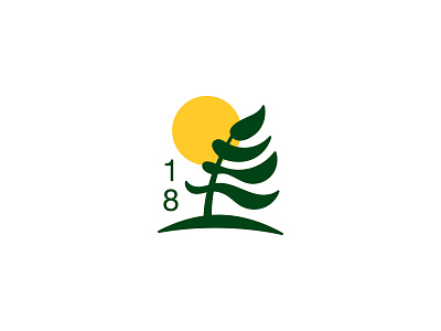 Windswept logo pine tree sun tree vector