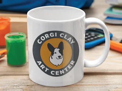 Corgi Clay Art Center Mug Mockup branding design graphic design logo mockup