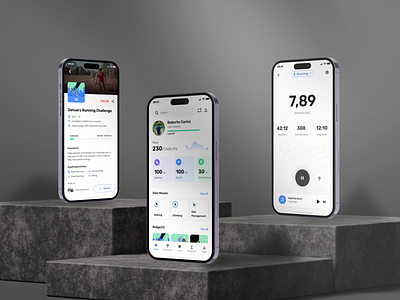 Fitgo - Home, Details, and Track Mockup Version. app cycling design fitness gym health health app run runner app running sport sport app sport tracker ui ui design ux workout