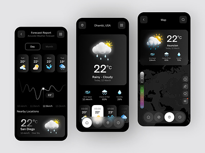 Dark Weather APP android app app design application best mobile app forecast ios ios app ios app design iphone mobile app mobile design mobile ui mobile ui designer ui ui ux user interface weather weather forecast weather widget