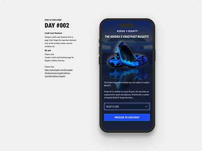 Daily UI Challenge: Checkout Page adidas athletic blue brand collab branding bugatti challenge checkout checkout page checkout ui ios mobile sneakers sports ui ui challenge ux