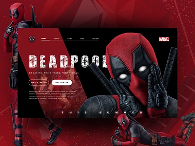 DEADPOOL Website Landing Page | Movie Promo Website UI Design deadpool deadpool2 graphic design marvel mcu movie ui ui design ui inspiration uiux website website ui