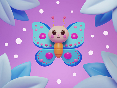 Butterfly 3d animation characterdesign illustration motion graphics