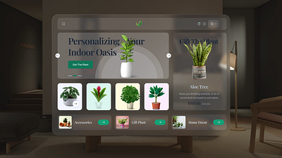 Plant UI UX Design for visionOS bento design minimal plant ui ux visionos