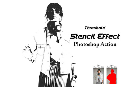 Threshold Stencil Effect Photoshop Action art brushes