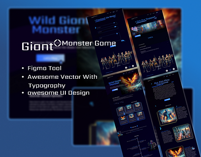 Giant Monster Game UI design figma game template ui website
